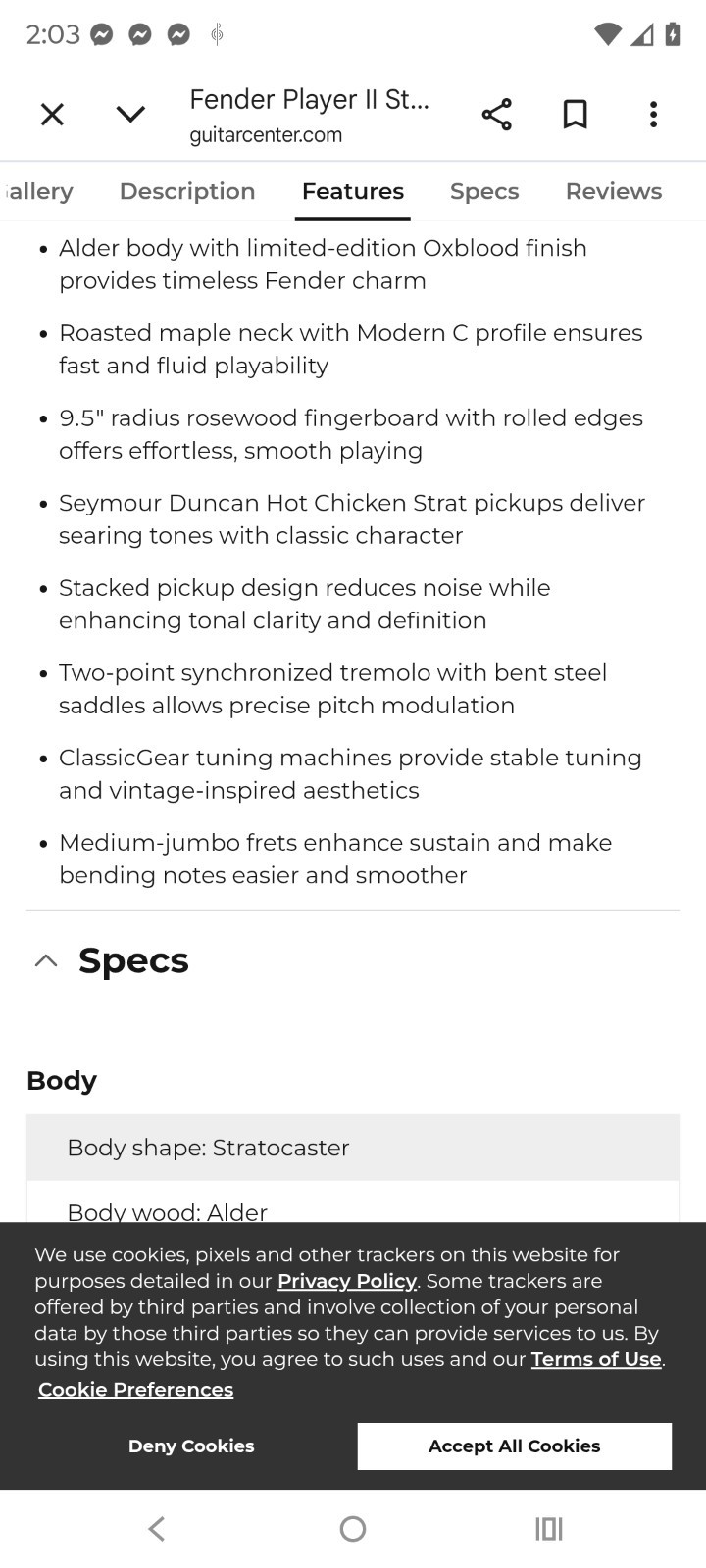 FENDER LIMITED EDITION PLAYER 2 STRAT – FACTORY SEYMOUR – ROASTED MAPLE NECK…