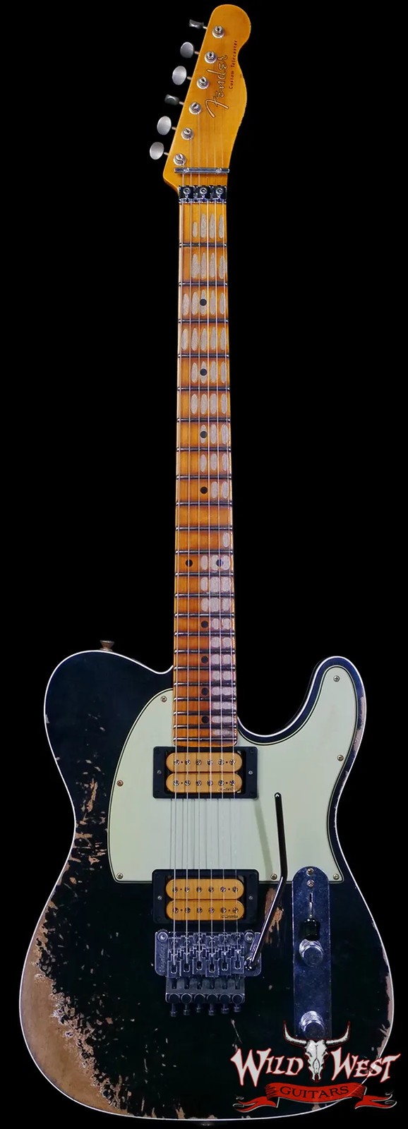 Fender Custom Shop Lightning Telecaster Floyd Rose HH Heavy Relic Black 8.30 lbs