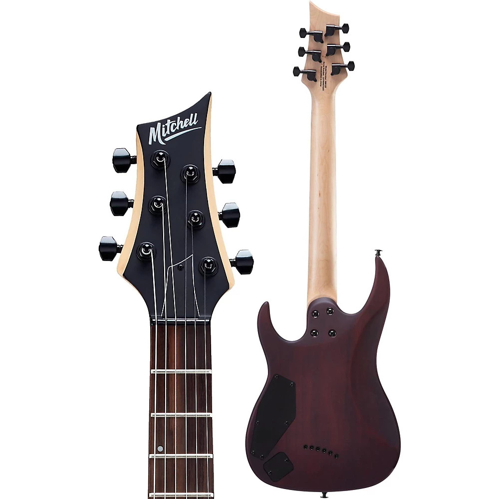 Mitchell MM100 Mini Double Cutaway Electric Guitar Walnut Stain