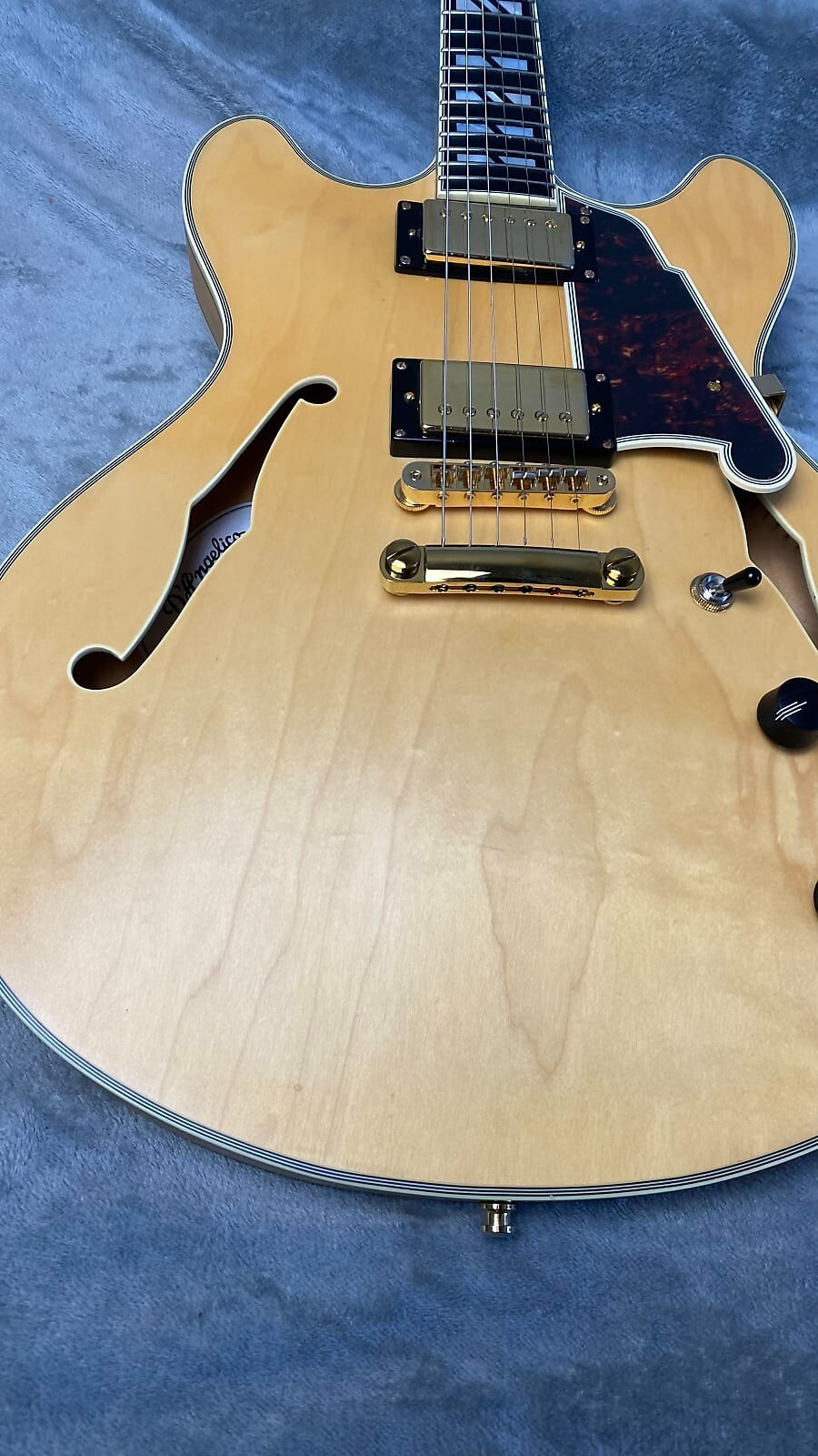 D’Angelico Deluxe DC Semi-hollowbody Electric Guitar – Satin Honey – full size
