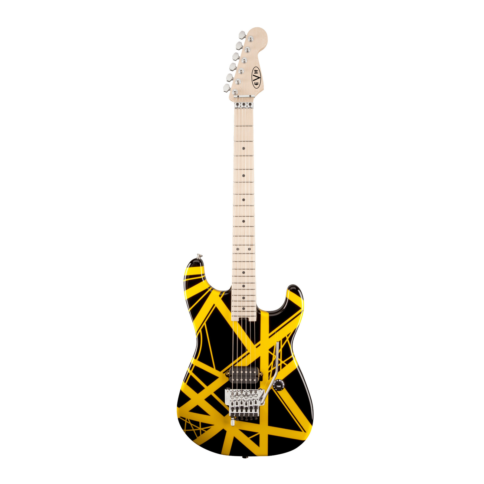 EVH Striped Series 6 String Electric Guitar Black with Yellow Stripes