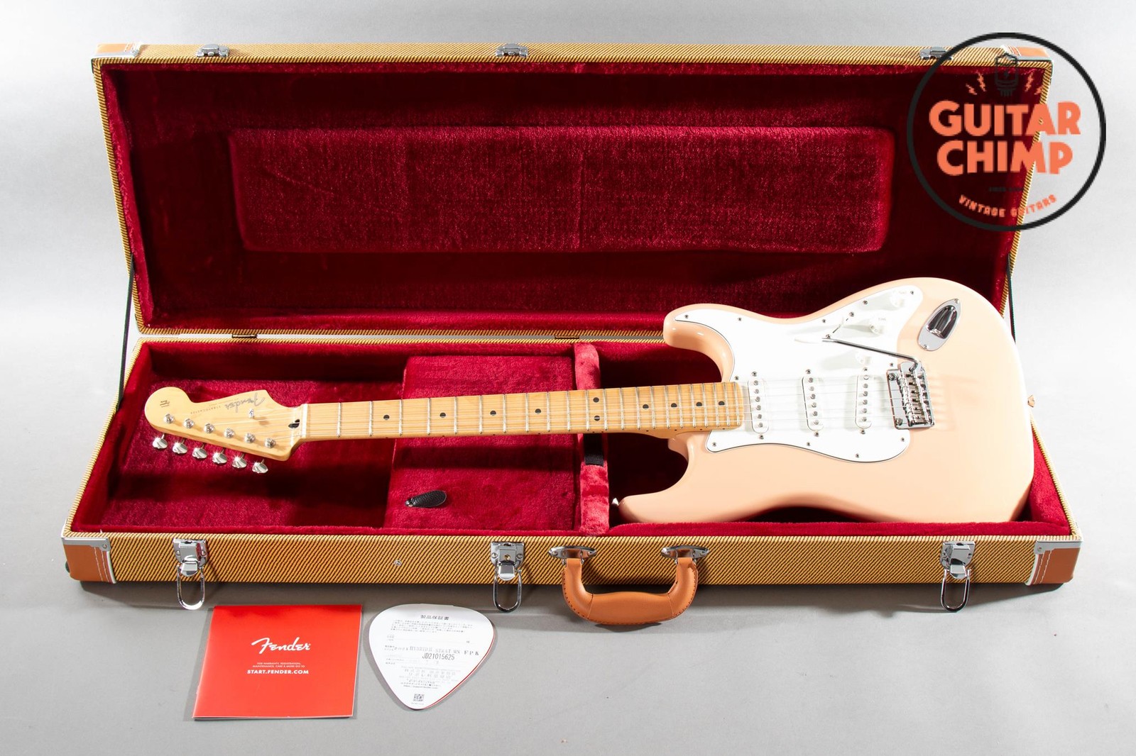 2021 Fender MIJ Japan Hybrid II Stratocaster Flamingo Pink w/ Tweed HSC
