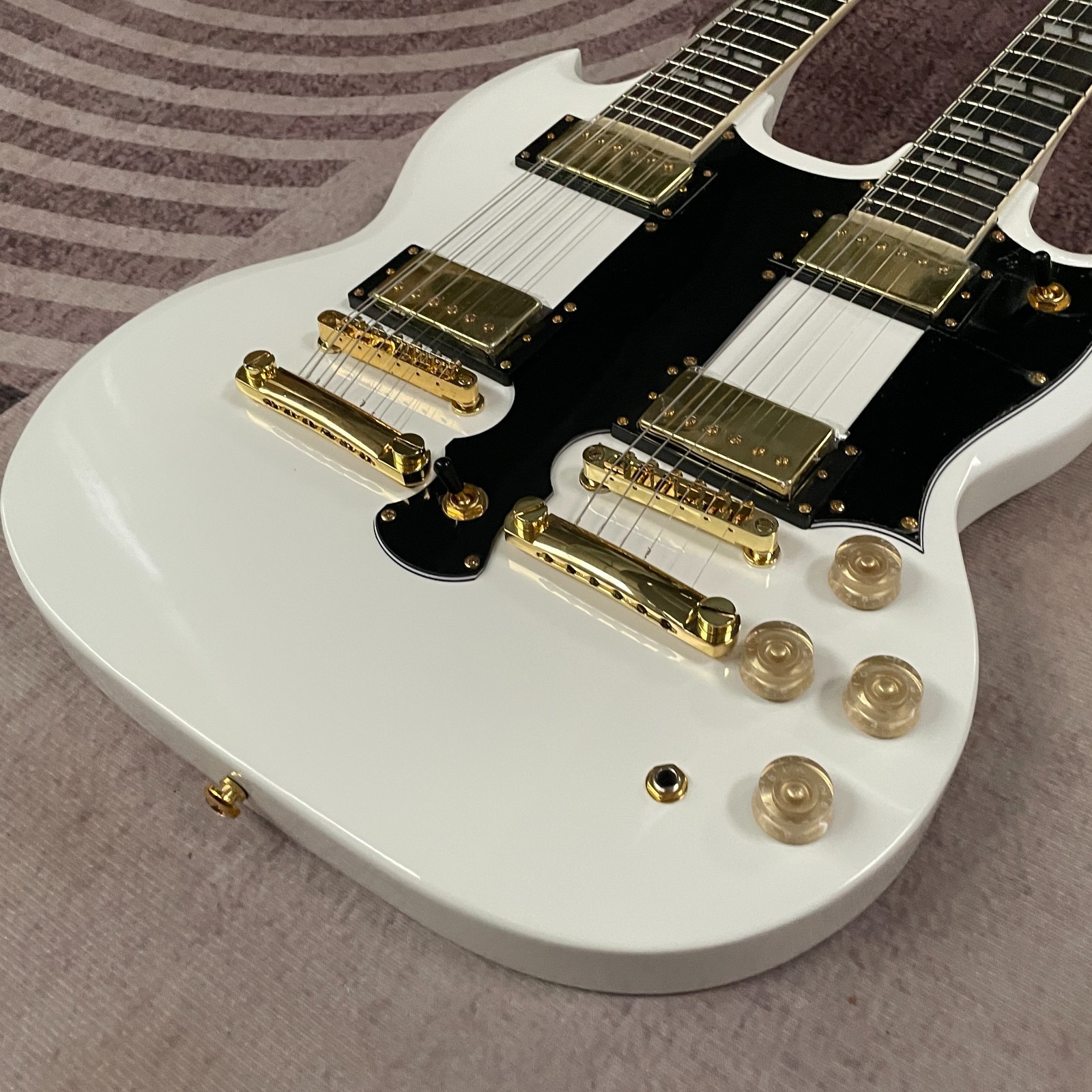 White SG Double-head Electric Guitar 12 Strings+6 Strings Mahogany Body Rosewood