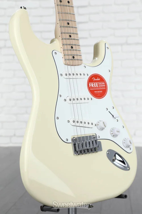 Squier Affinity Series Stratocaster Electric Guitar – Olympic White with Maple
