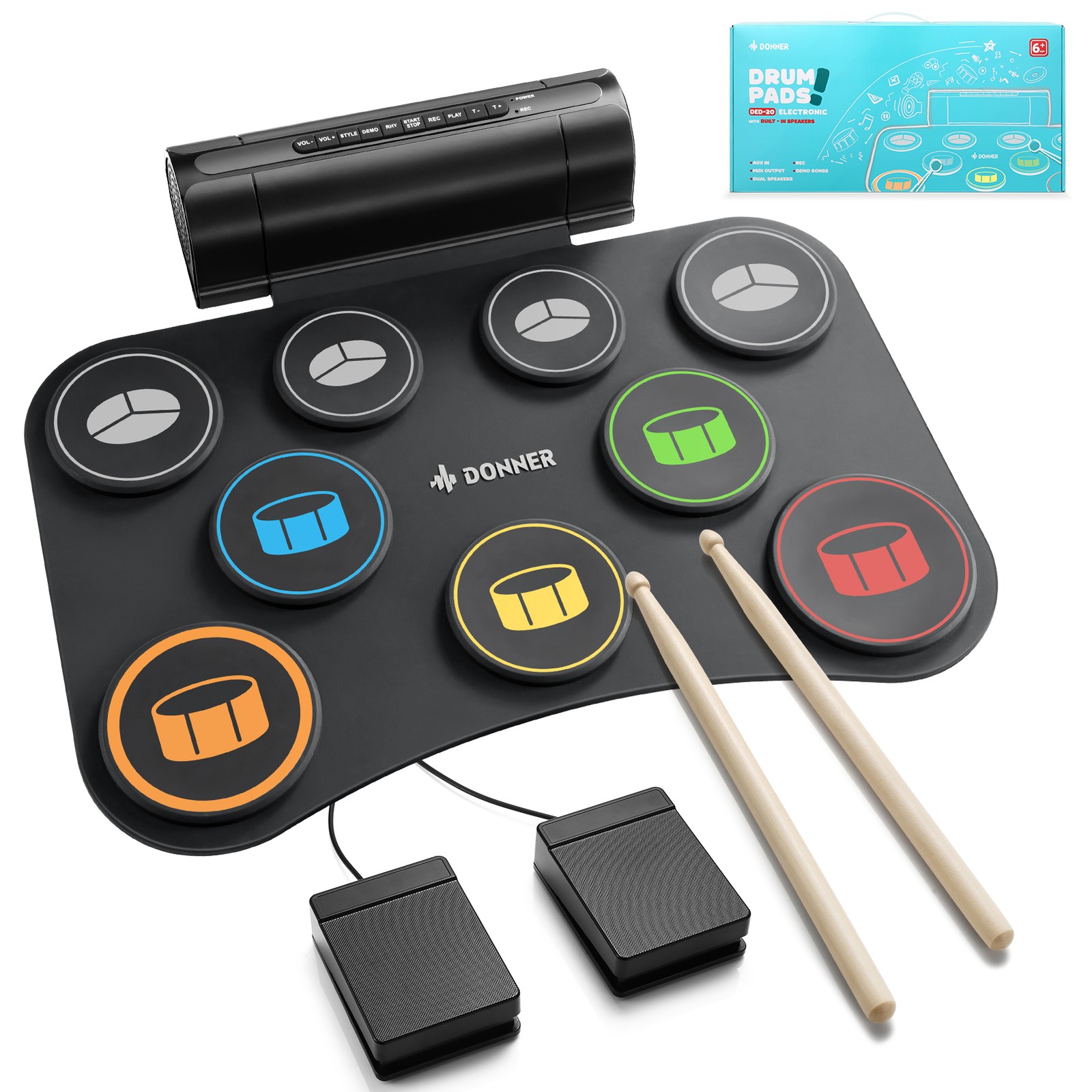 Donner DED-20 SE Electric Drum Roll Up Electronic Drum Set With Pedal Drumsticks