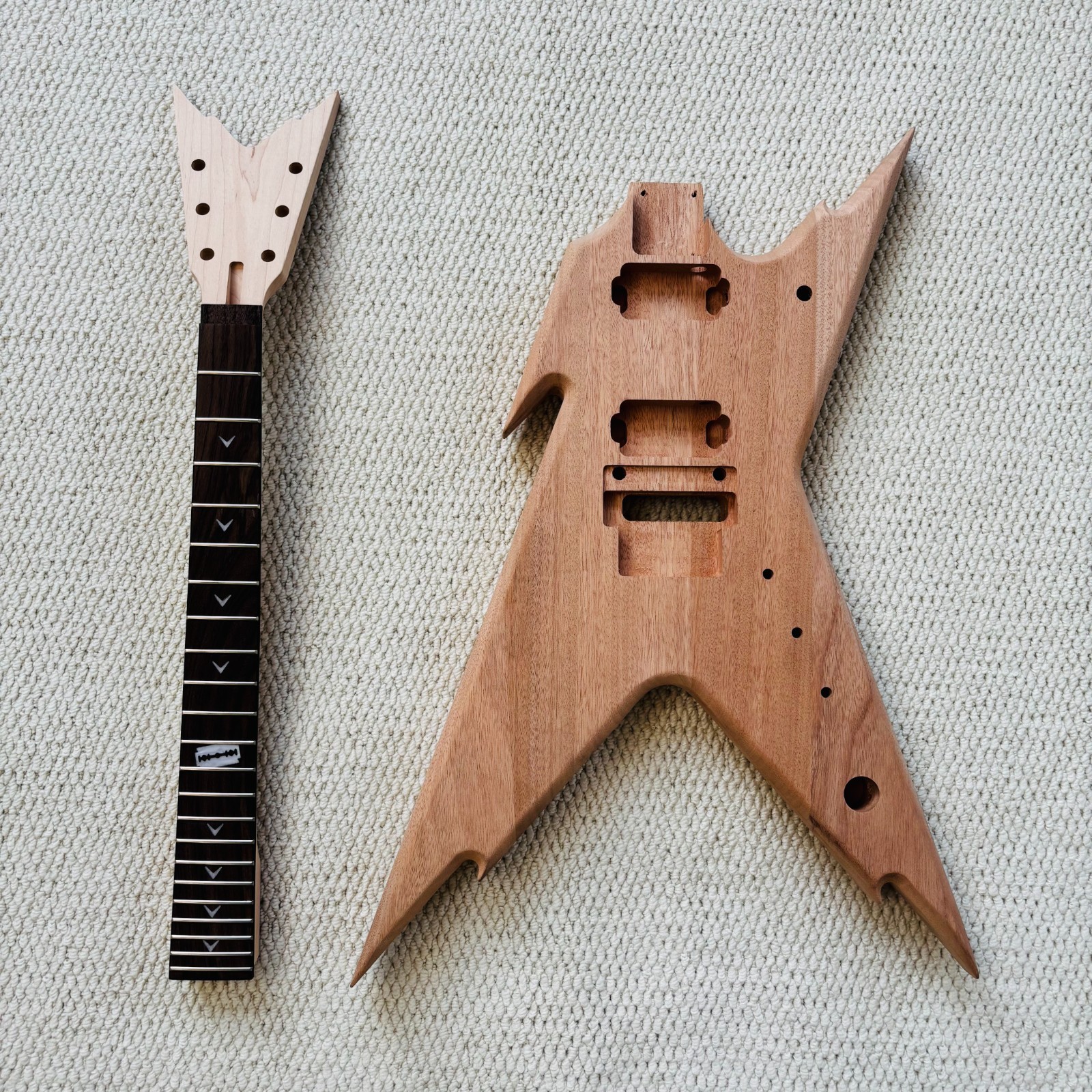 DIY Dean Electric Guitar Kit Mahogany BD Maple Neck Rosewood FB BK Part Tremolo