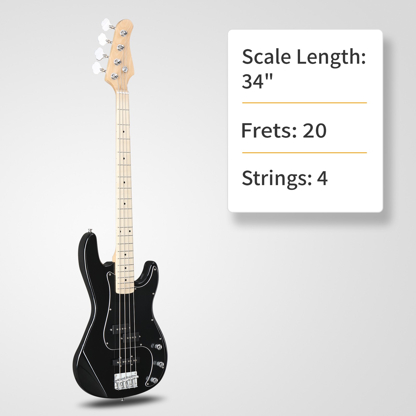 Ktaxon Full-Size KP 4 String Standard 46in Electric Bass Guitar Kit for Beginner