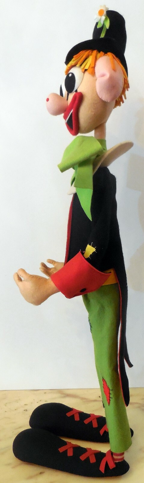 VINTAGE LARGE 27″ TOY DOLL FELT CLOTH LENCI CLOWN ITALY 1960s lars cresba