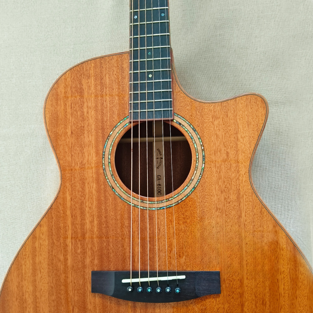 EQ 40″ Cutaway Acoustic Guitar Hollow Natural Gigbag Bone Nut Rosewood Fretboard