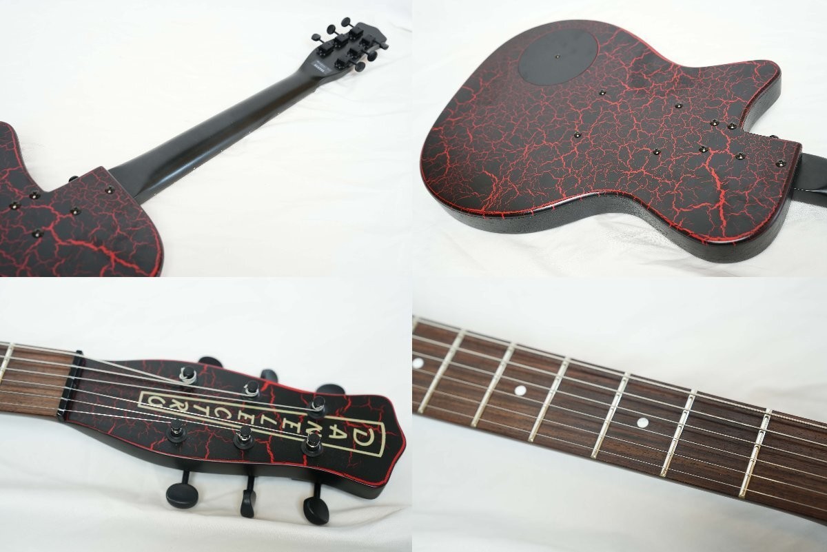 Electric Guitar Danelectro Matte Black & Red Crackle Rare Color SN 01659x