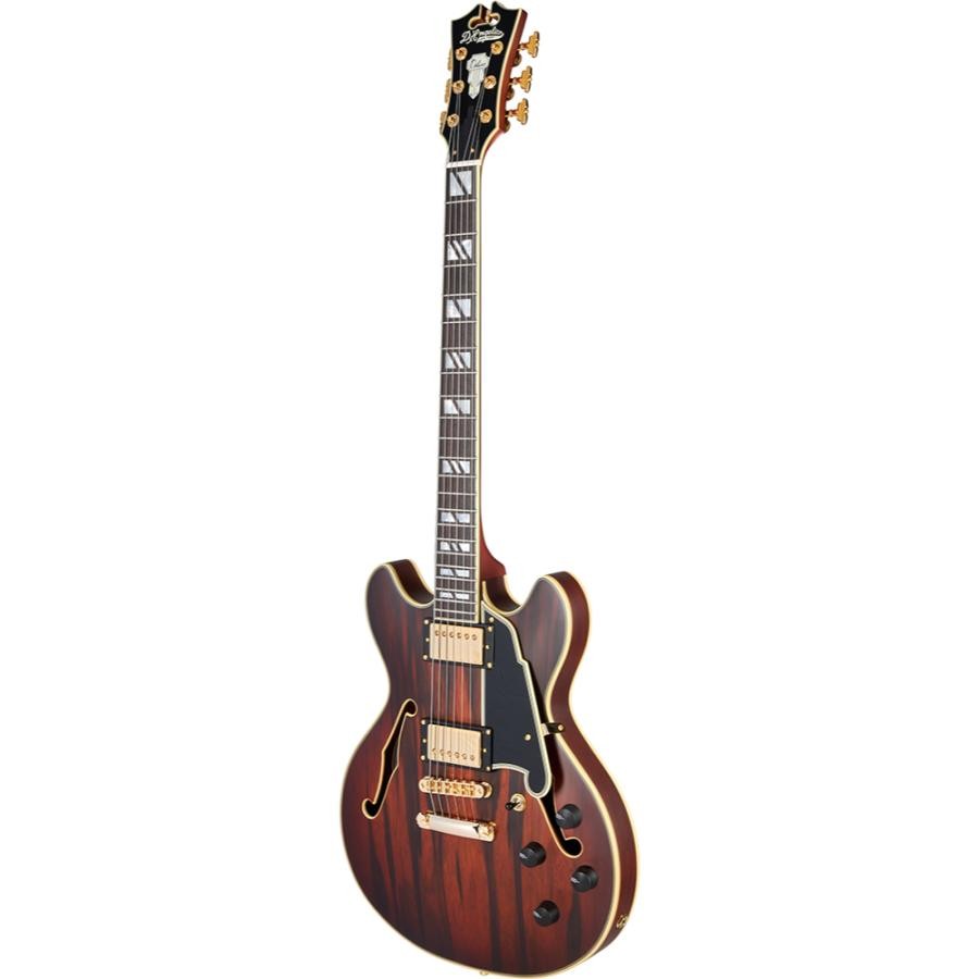 D Angelico Deluxe Mini DC Satin Brown Burst Electric Guitar Semi-Aco