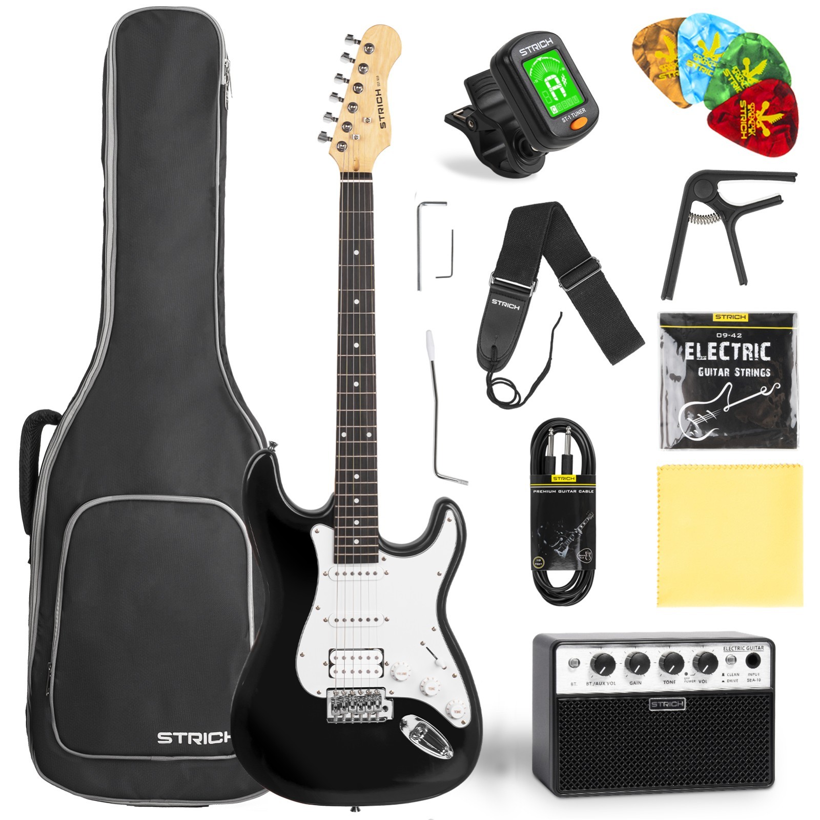 STRICH Electric Guitar Beginner Kit Full Size Electric Guitar Starter Package