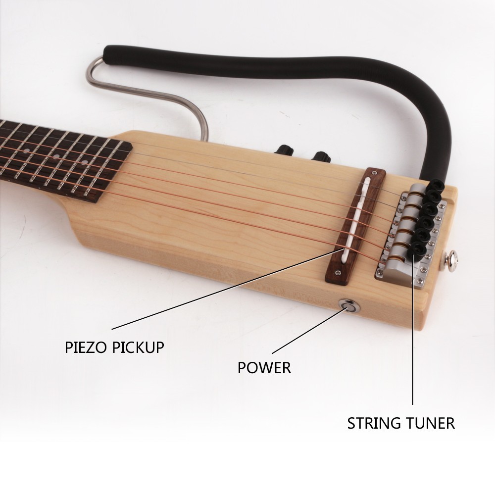 Headless Full scale length Electric Acoustic Guitar Silent Travel Portable F75NA