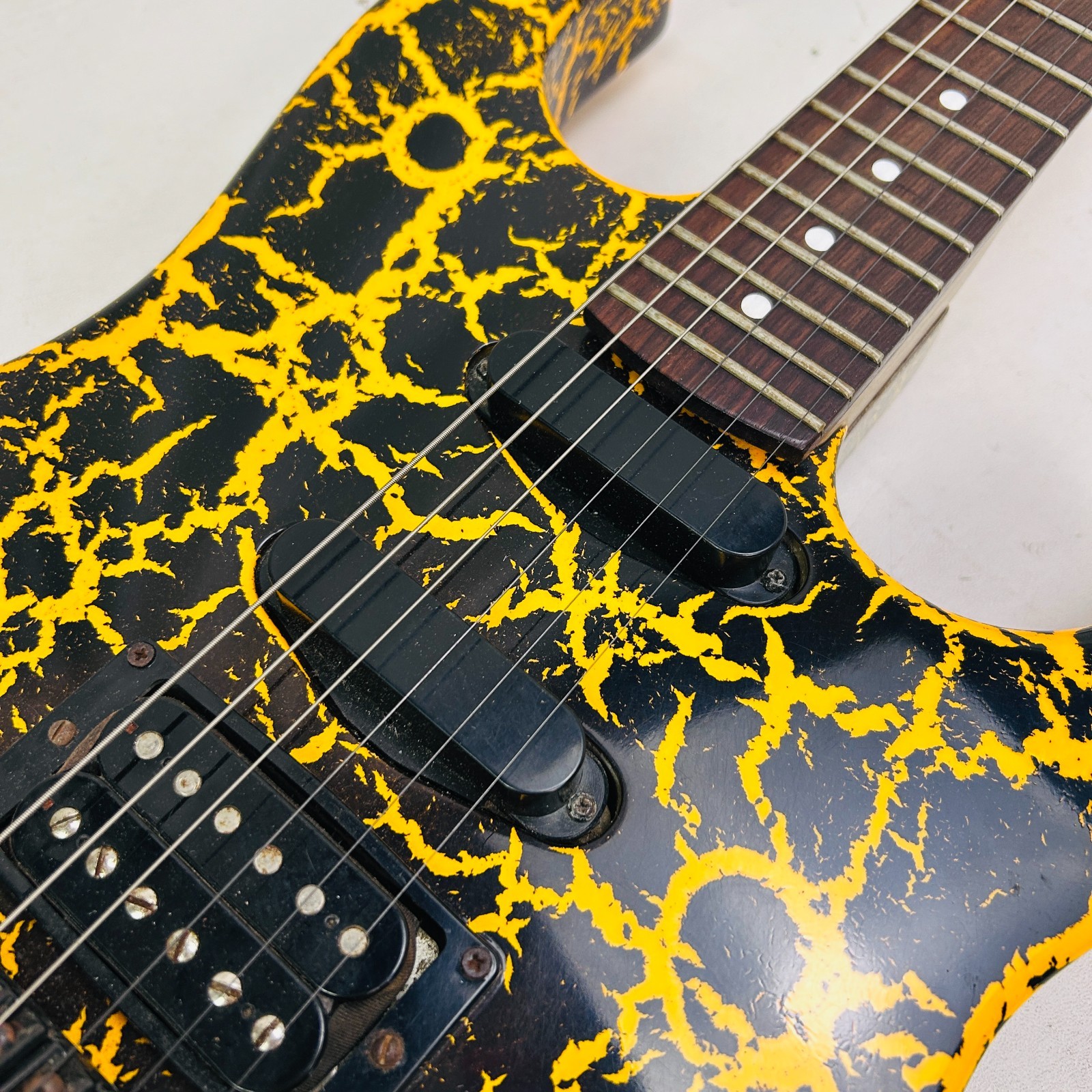 BC Rich ST3 Gold/Orange Crackle on Black Electric Guitar Made in USA w/ Hardcase