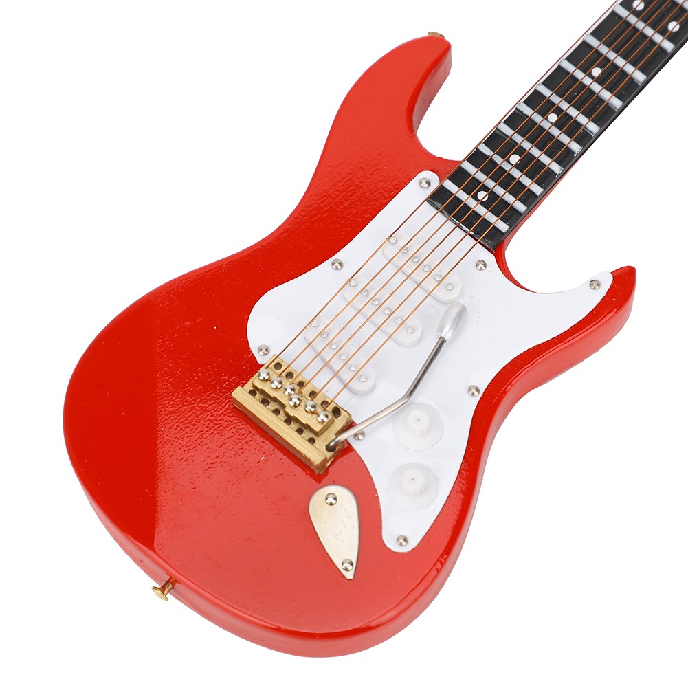 Miniature Red Electric Guitar Model Musical Instrument Crafts Ornament Gift