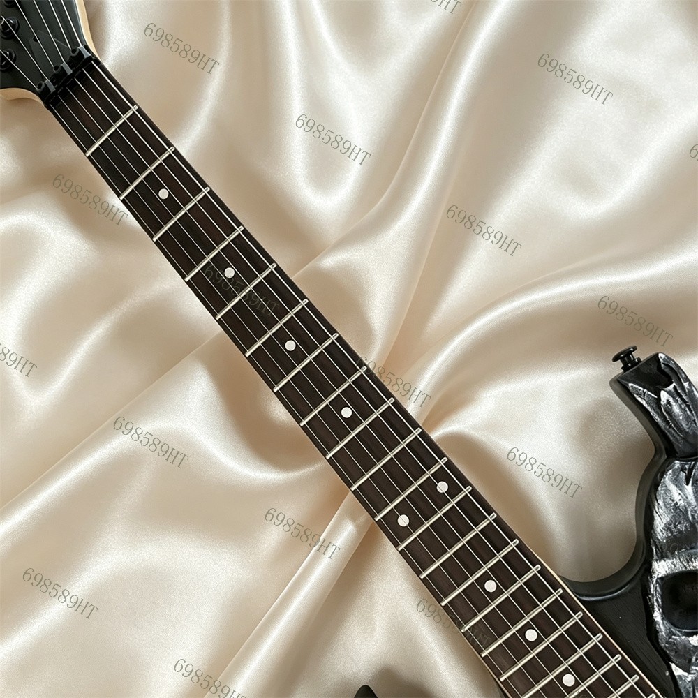 left-handed Solid Electric Guitar Skull & Bones FR Bridge Stainless Rounded Fret