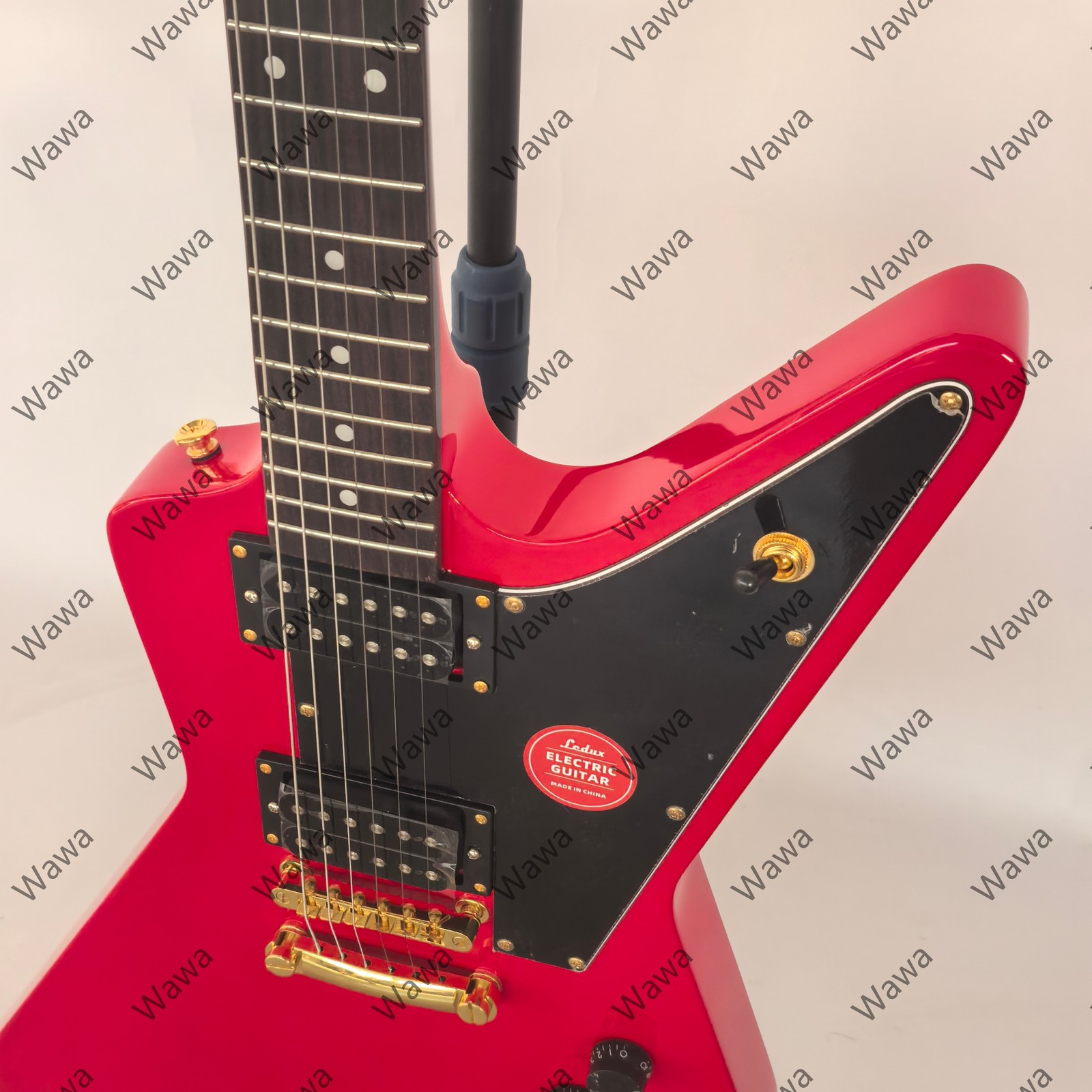 High-end Gloss Red Solid Body Electric Guitar Gold Hardware Dual Humbucker