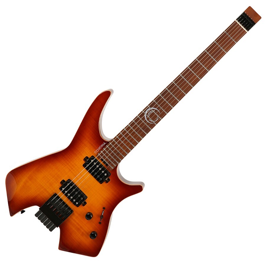Corona Gravity NT Brown Burst Headless Electric Guitar Jescar Stainless Frets