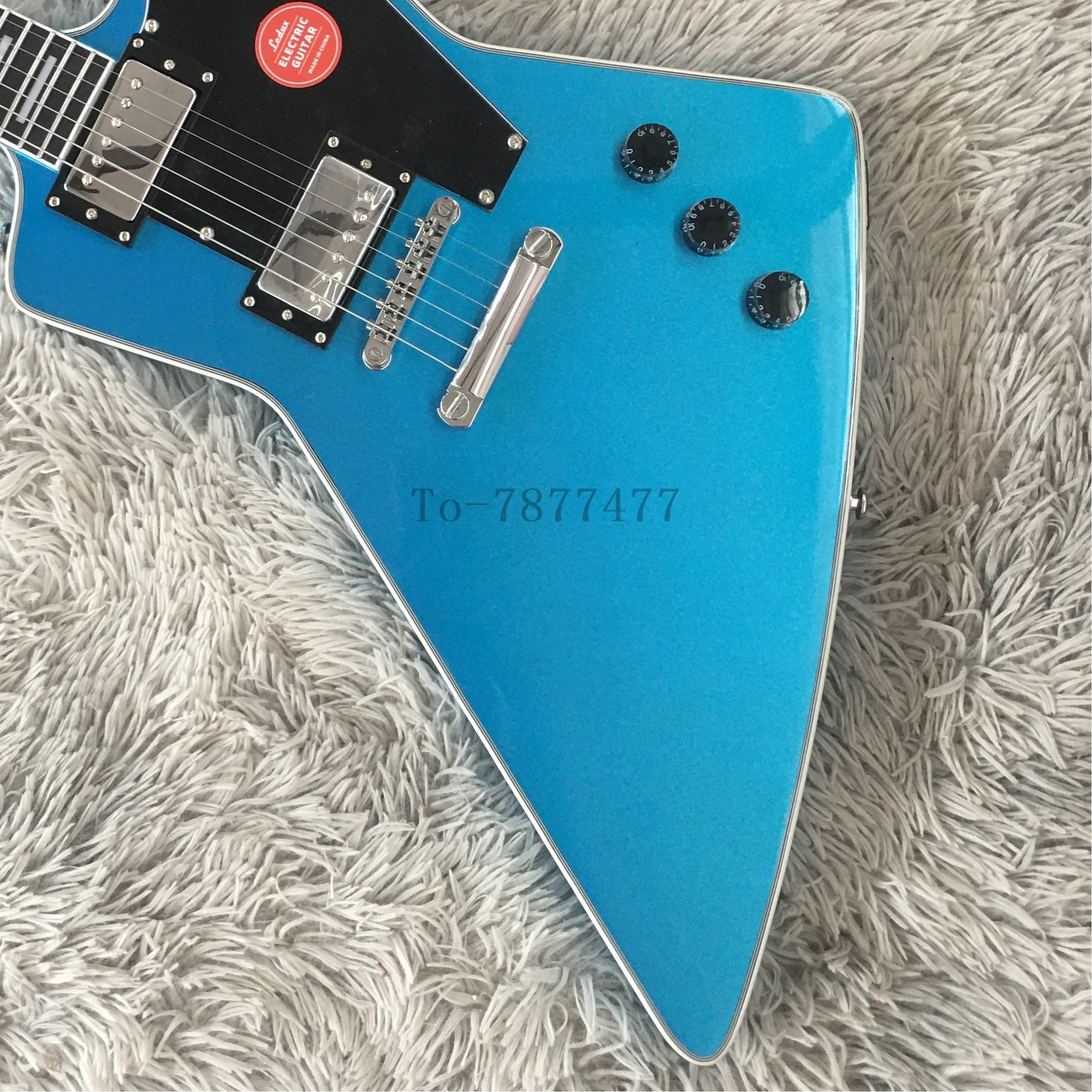 6 String Solid Electric Guitar Bone Nut Metallic Blue Mahogany Body HH Pickups