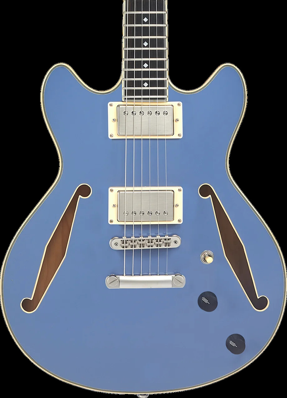 D’Angelico Excel Mini DC Tour Semi-hollowbody Electric Guitar – Slate Blue
