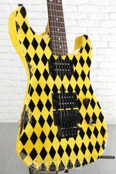 Friedman Cali Electric Guitar – Graffiti Yellow/Black Diamonds, Medium Aged