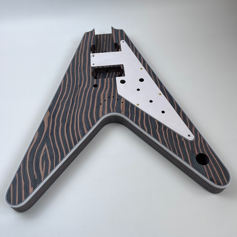 Unfinished DIY Electric Guitar Kits Set Neck Zebrawood 2V1T3W Free Ship
