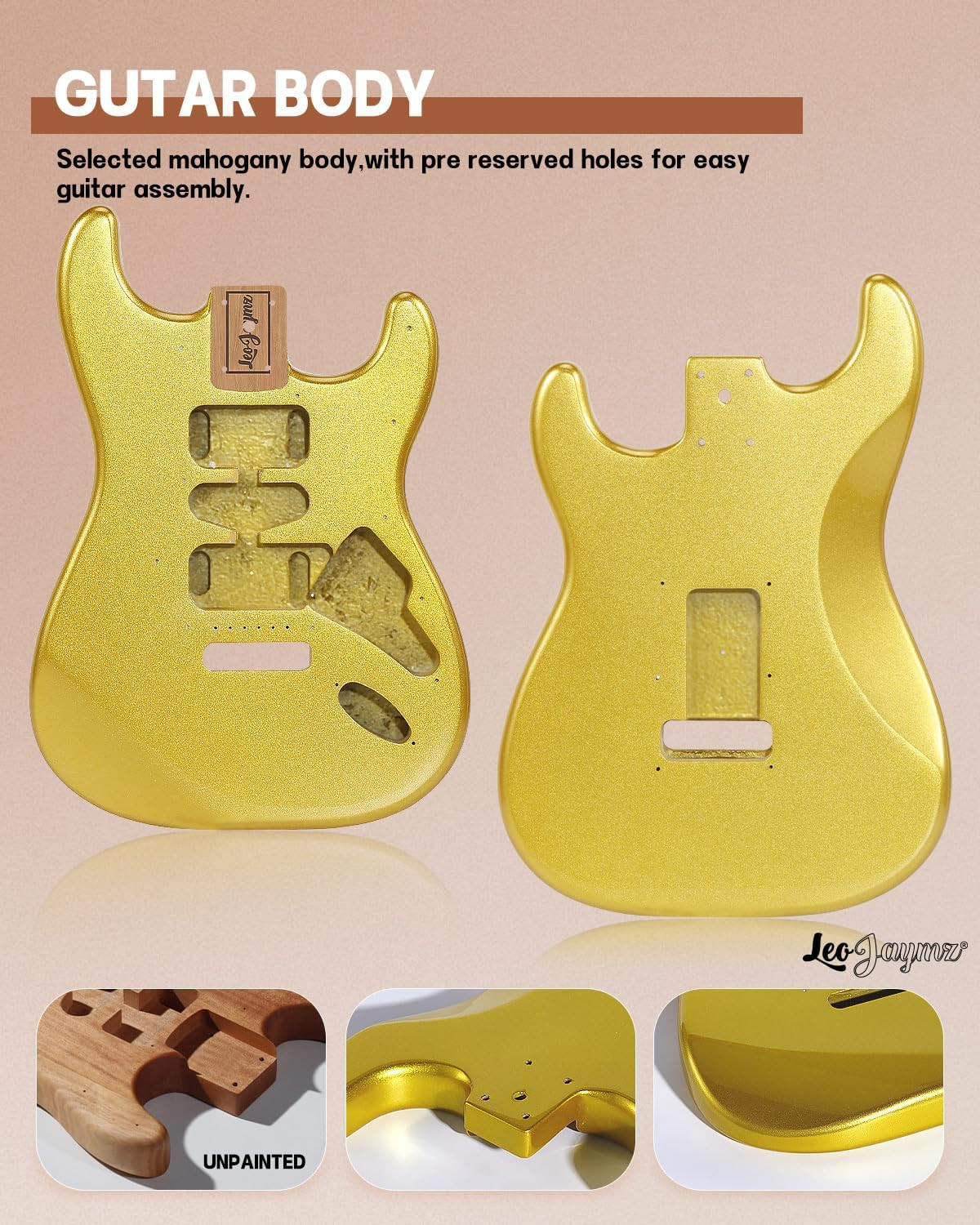 DIY ST Style Electric Guitar Kits,Spray-Painted Mahogany Body,Laurel Wood Finger