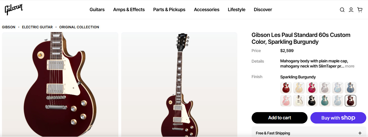 Gibson Les Paul Standard, 60s Plain top, Sparkling Burgundy Top Guitar NOB New