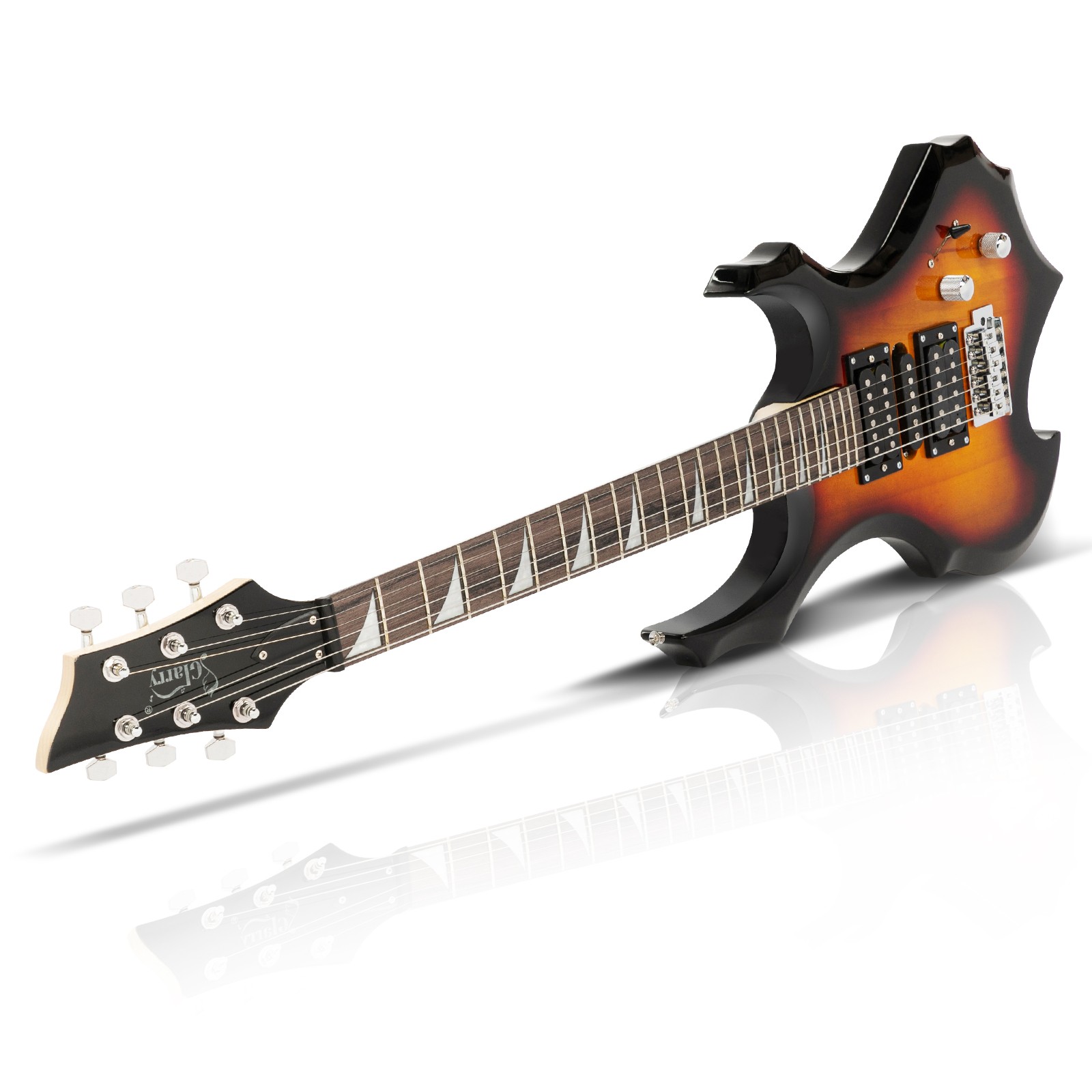 Glarry School Band Burning Fire 24 Frets Electric Guitar with Bag & Accessories