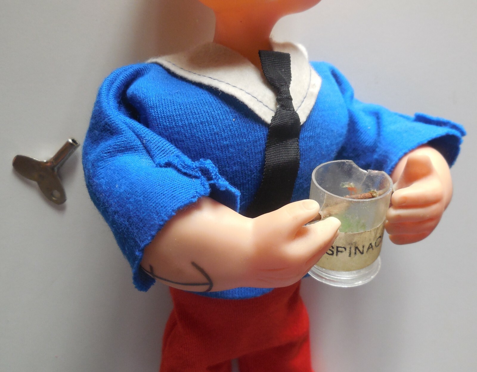 VINTAGE WIND UP RUBBER TIN TOY POPEYE MAX CARL 1967 AUTOMATE