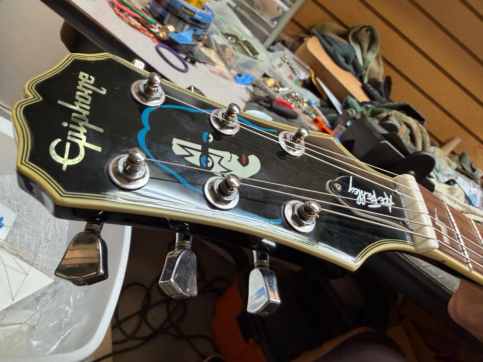 2000 Epiphone Ace Frehley Signature Les Paul Custom Black Burst -w/ VIDEO