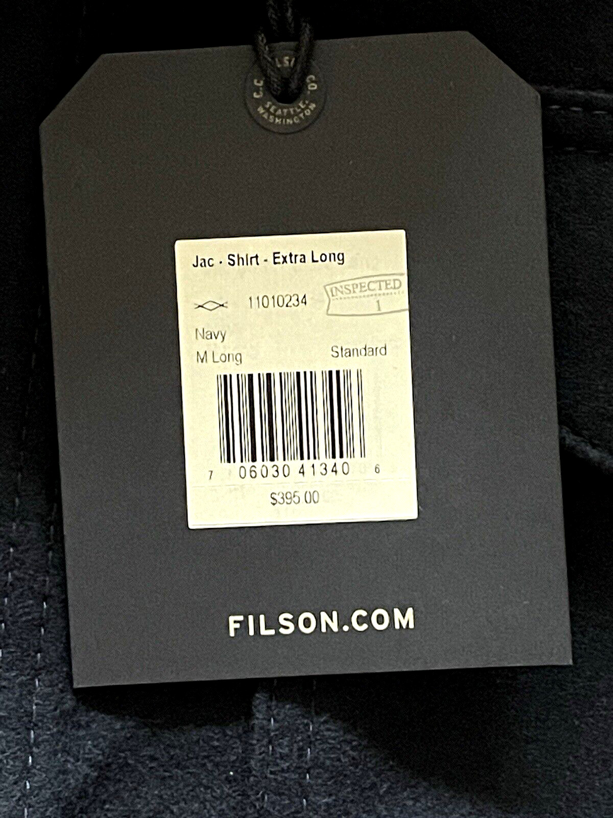 $395 NWT FILSON Navy Blue M -L Premium Wool Jac Shirt w/ XL sleeves Made in USA