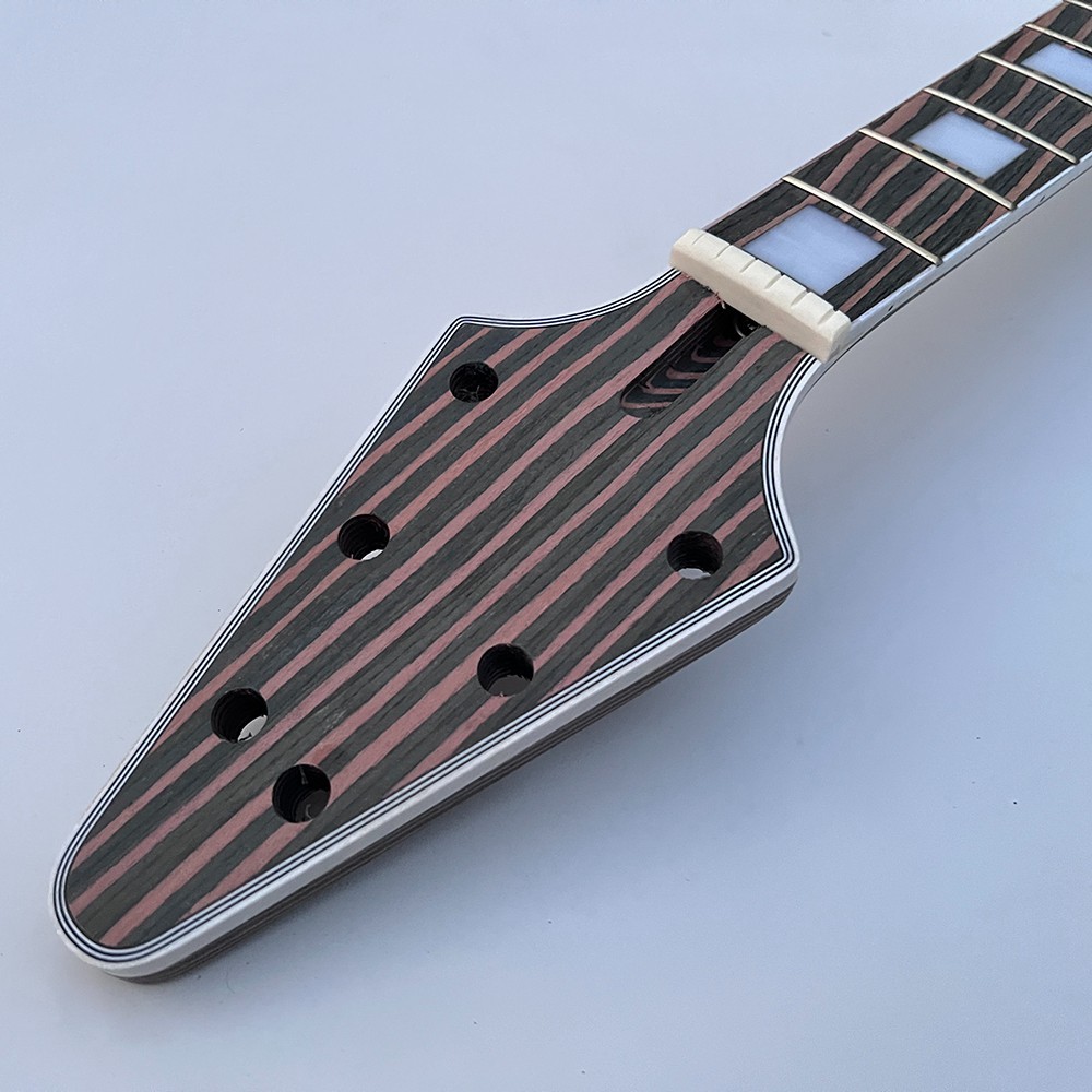 Unfinished DIY Electric Guitar Kit Set In Zebrawood V Bridge Humbucker FREE SHIP
