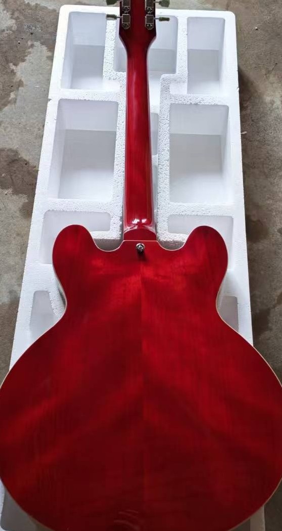 335-style Semi-hollow Cherry Red Jazz Electric Guitar HH Pickups 6Strings ShipUS