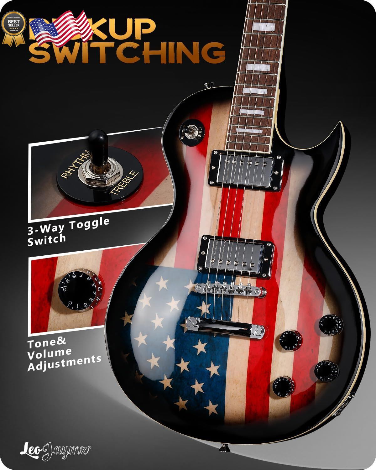 Electric Guitar Mahogany Body Dual Humbuckers C Neck Leo Jaymz