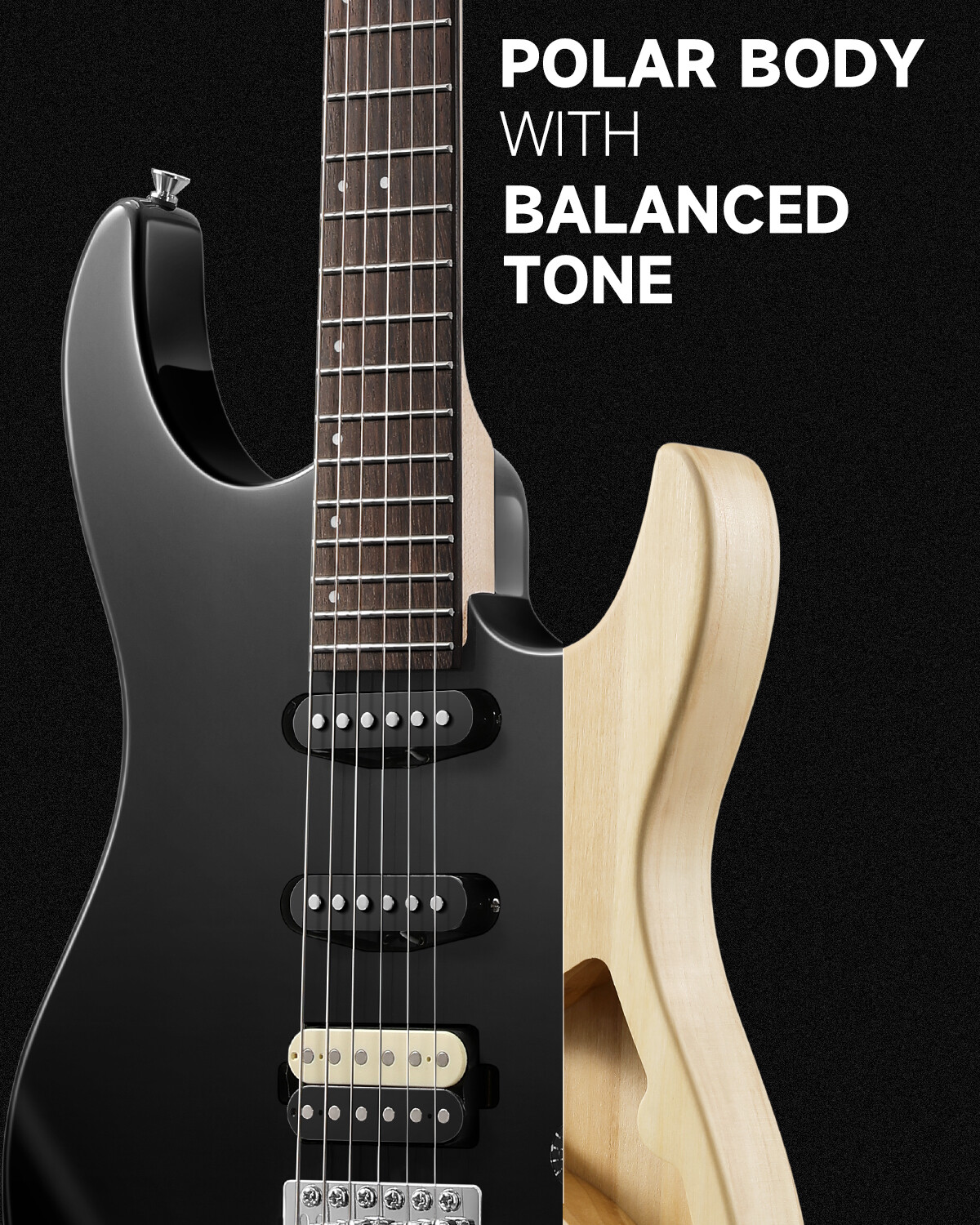 🎸 Donner DMT-66 Electric Guitar Tremolo Bridge HSS Pickup Glossy Black With Bag