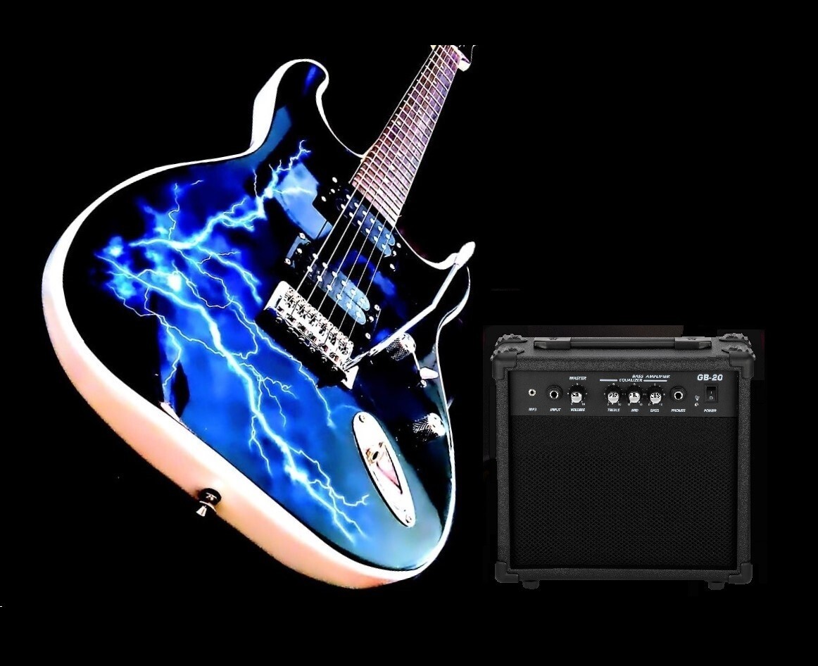 🎸FREE SHIPPING!🎸+AMP! Unmarked S Style Electric Guitar +Case/Bag +Whammy !