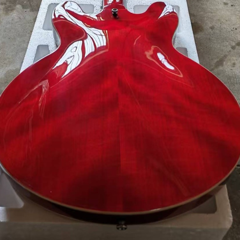 335-style Semi-hollow Cherry Red Jazz Electric Guitar HH Pickups 6Strings ShipUS