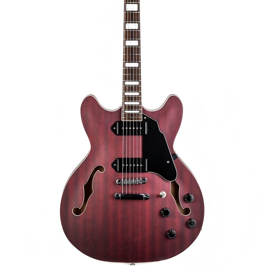 Grote 335 Style Jazz Electric Guitar Flame Maple top Semi-Hollow Body