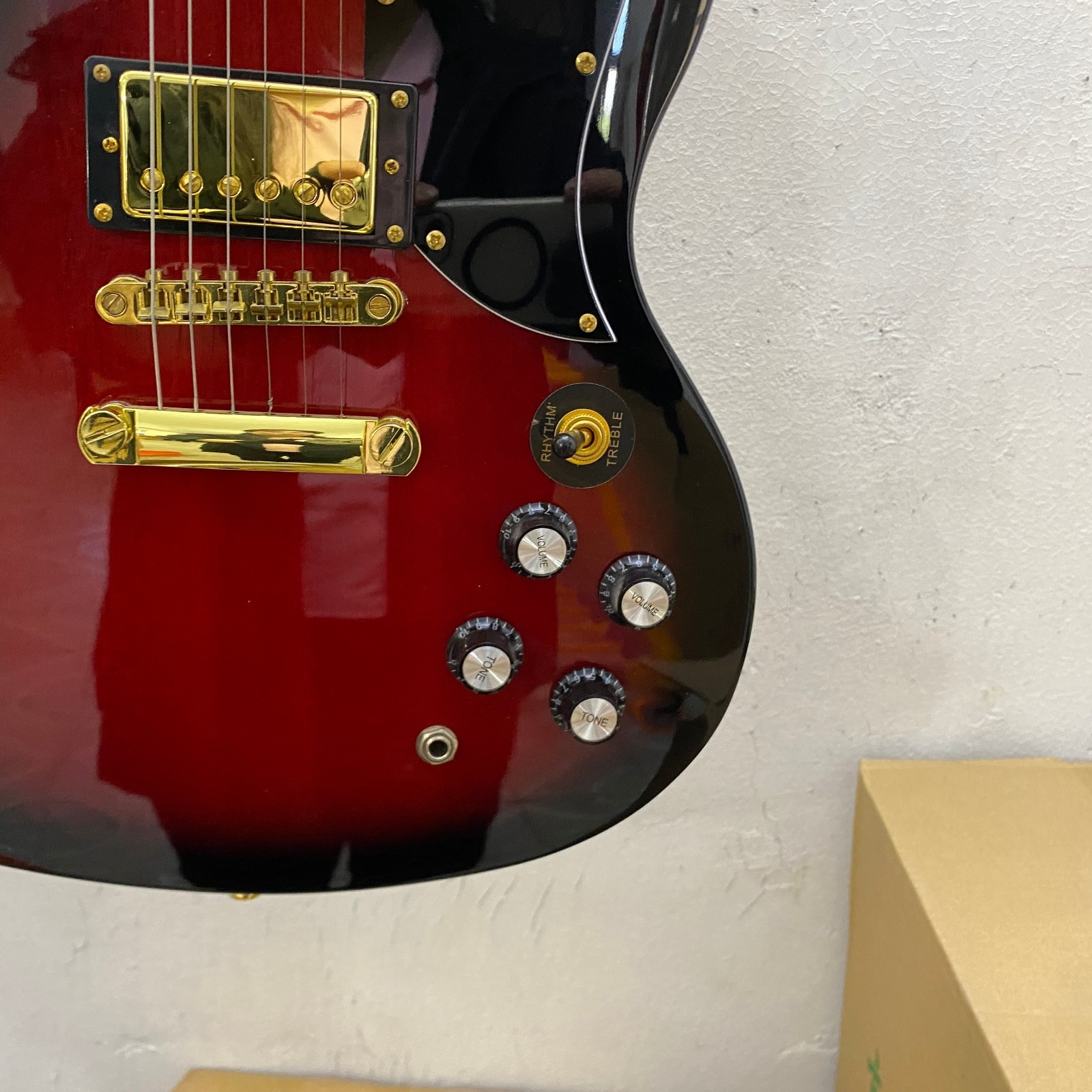Head-Turning Red-Black Burst Electric Guitar Premium Gold Hardware Flash sale⚡