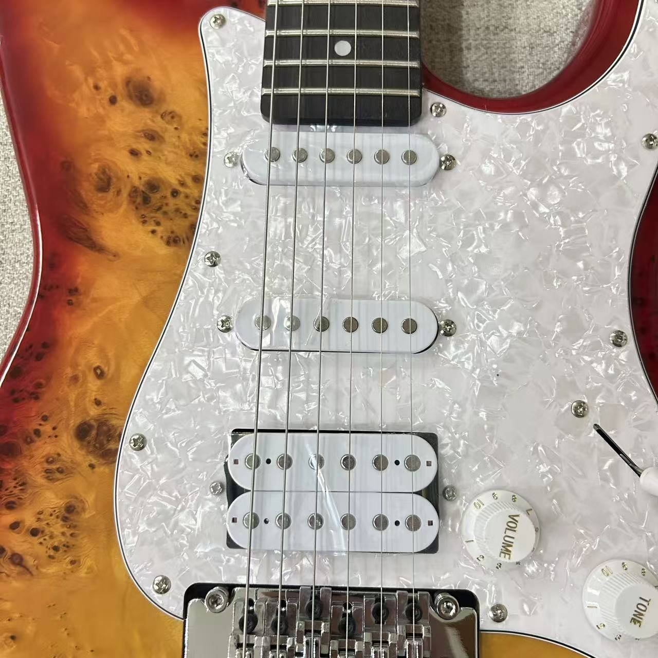 MOD Burl Maple Double-cut Sunburst Electric Guitar Floyd Rose Tremolo SSH Pickup