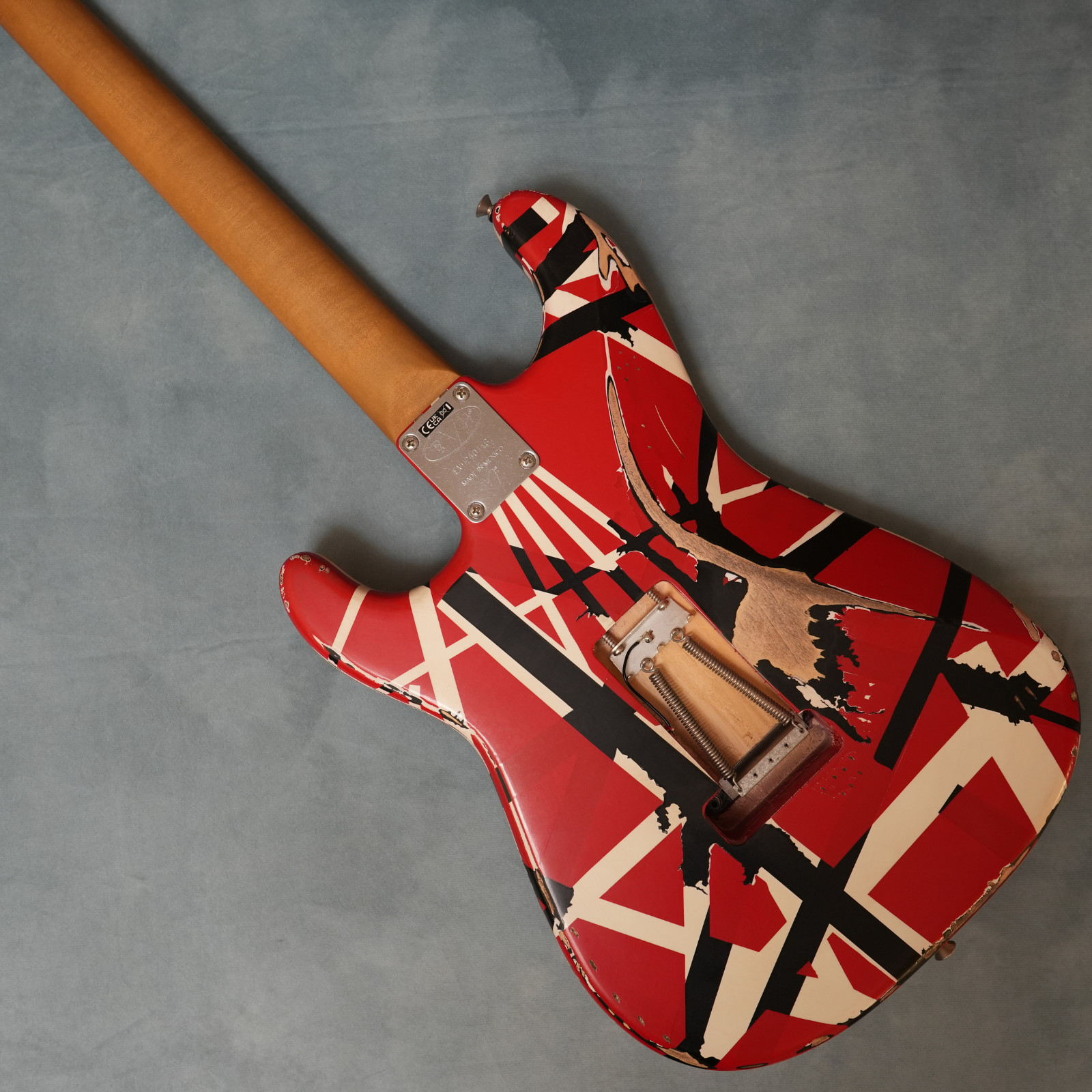 EVH Striped Series Frankenstein Frankie Red with Black Stripes Relic Guitar