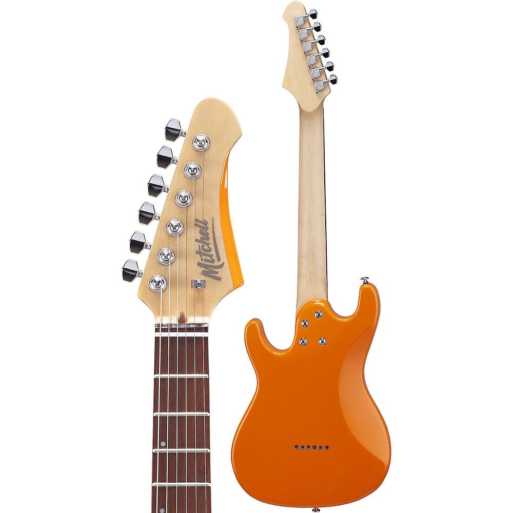Mitchell TD100 ShortScale Electric Guitar Orange 3Ply White Pickguard