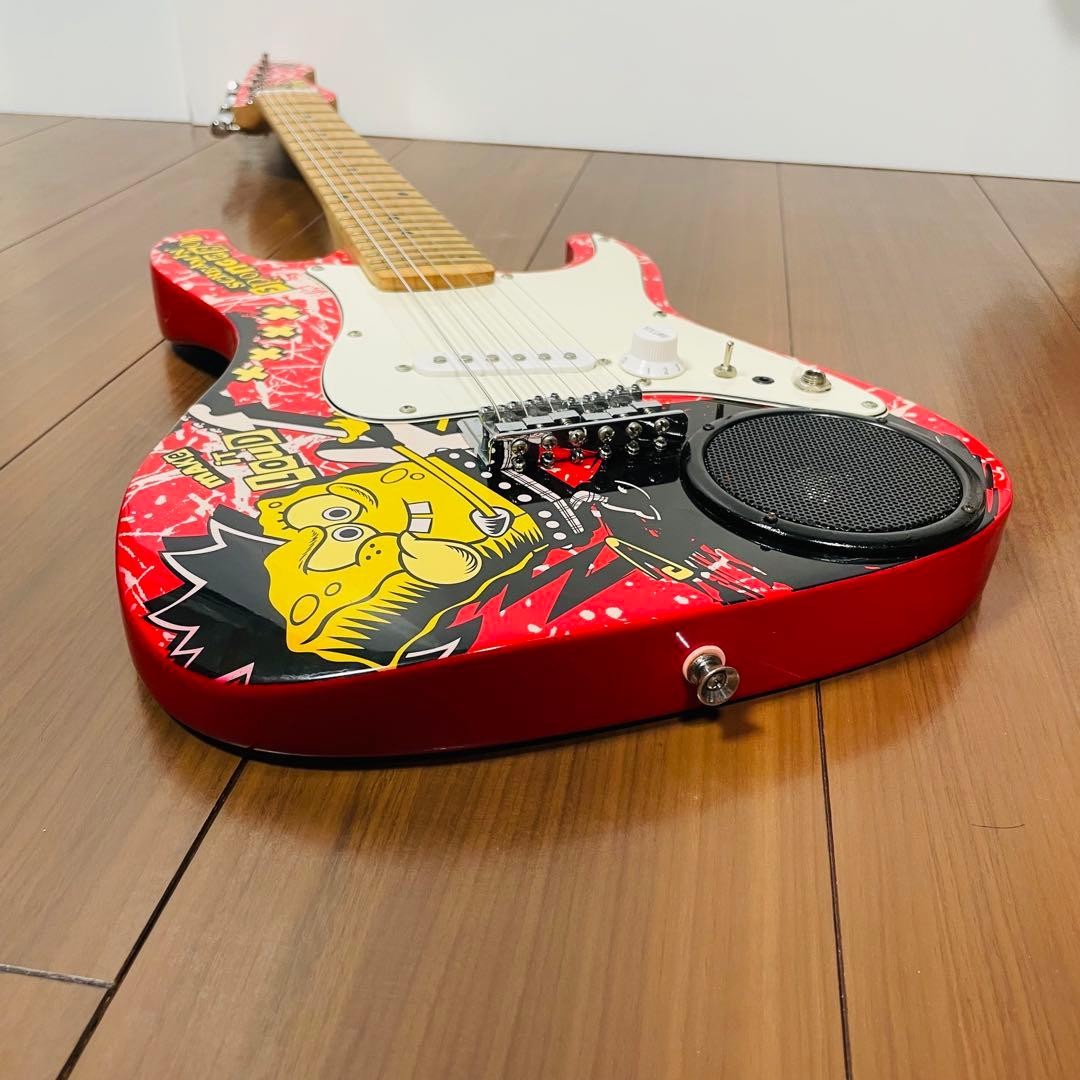 SpongeBob SBE34OFT 3/4 Size Electric Guitar Built-in Speaker Kids Japan Rare