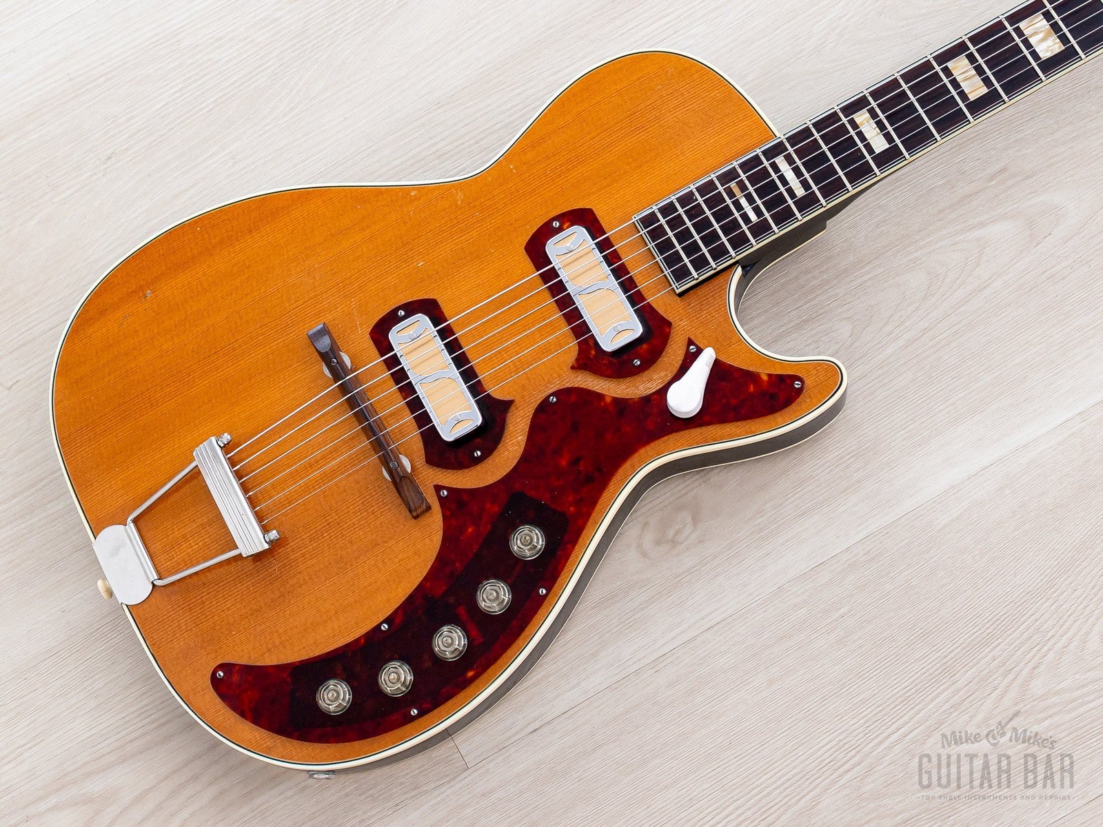 1960 Harmony Stratotone Jupiter H49 Vintage Electric Guitar, DeArmond Gold Foils