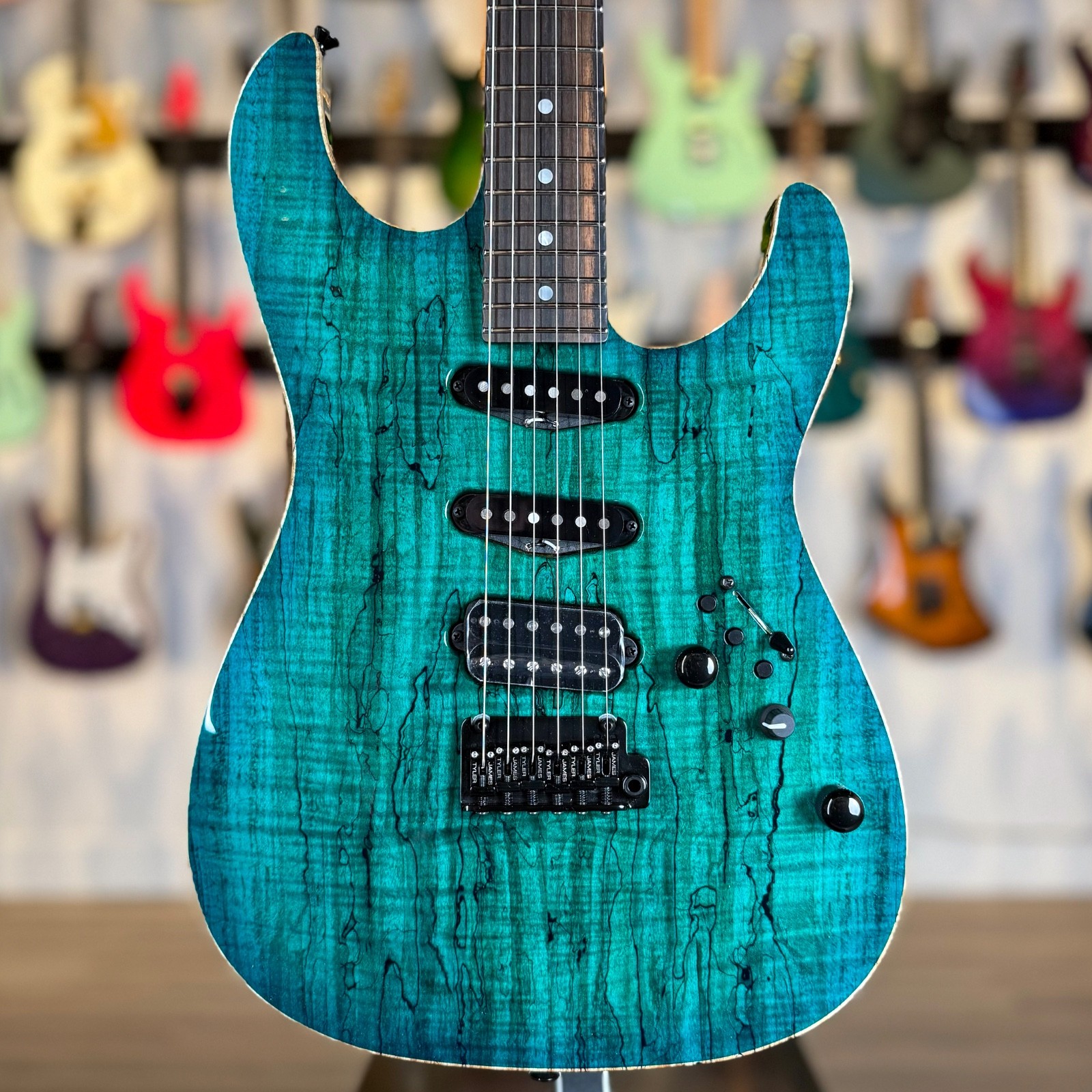 James Tyler Guitars Studio Elite HDX – Spalted Maple Transparent Teal Burst