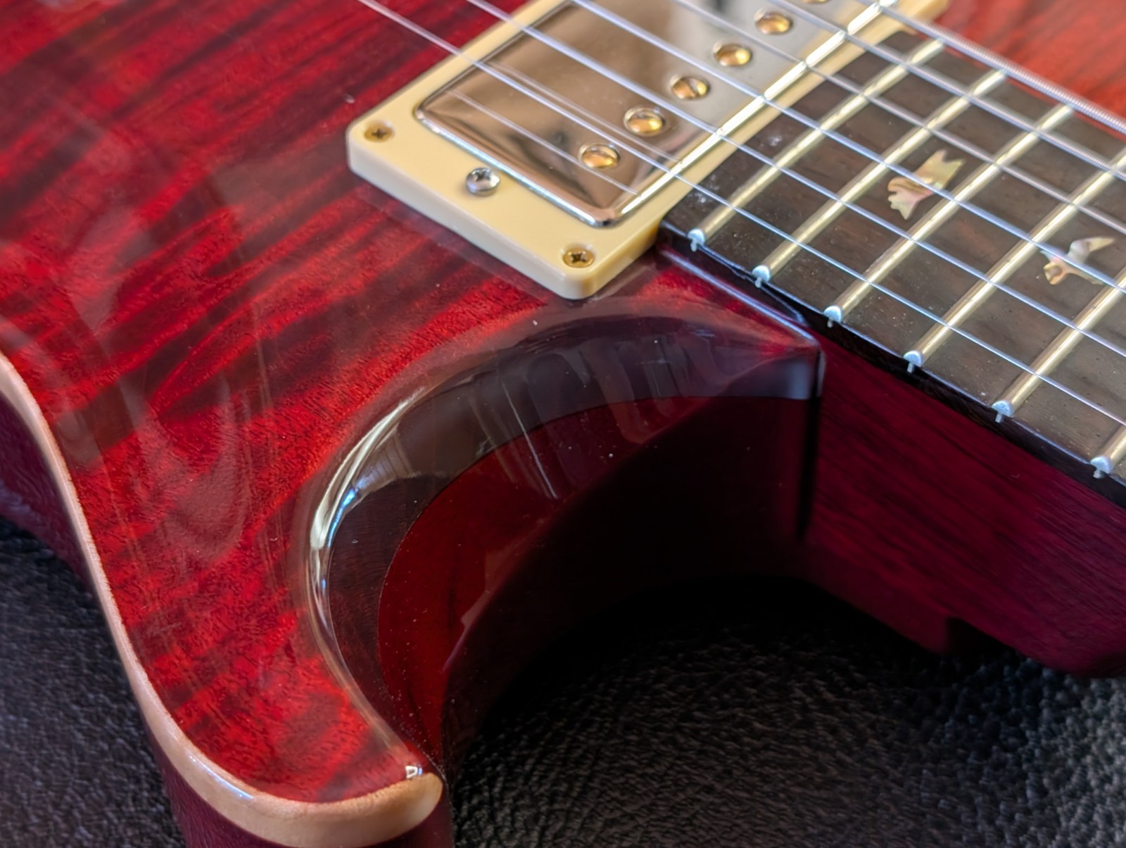 PRS Singlecut Semi-Hollow Electric Guitar 2007 Black Cherry 10 Top Bra Rosewood
