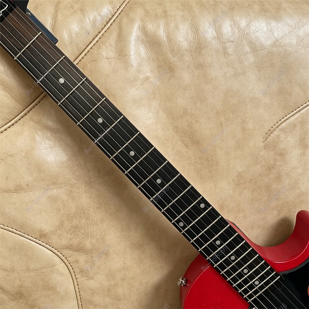 Solid Electric Guitar P-90 Pickup Stainless Rounded Fret Edge Adge Red No Logo