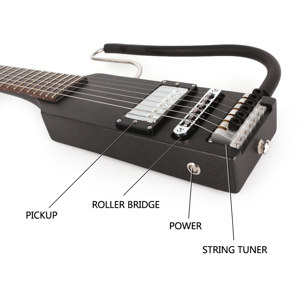 Full scale length Electric Guitar Headless Silent Travel Portable Effect&Bag E75