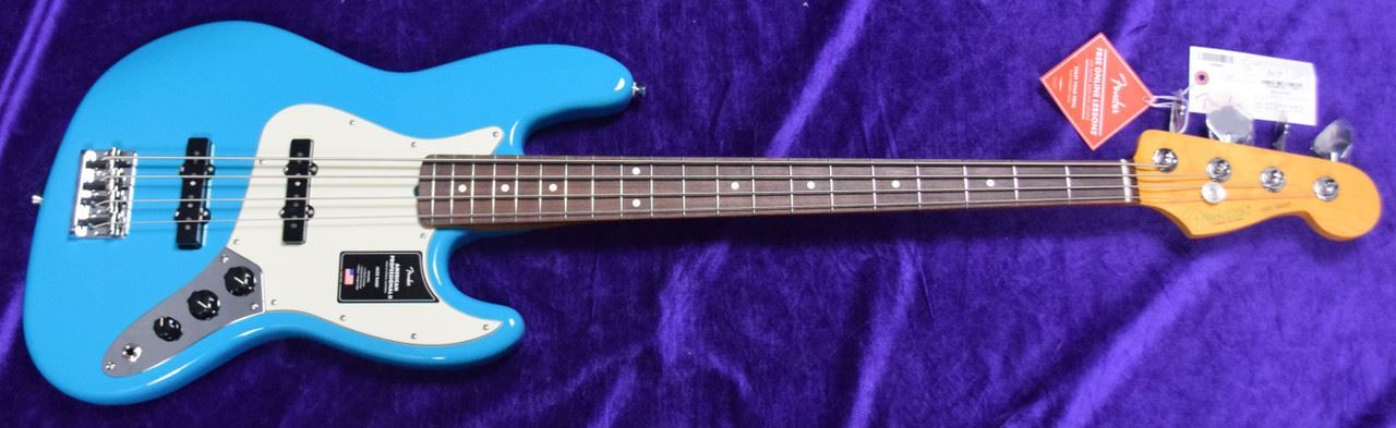 Fender AM Pro II Jazz (4), Miami Blue / Rosewood *IN STOCK*